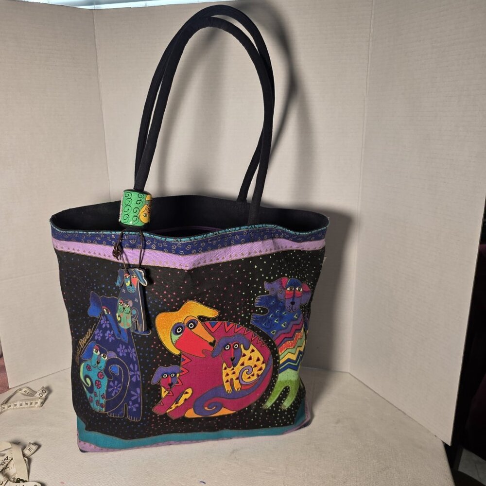 Laurel Burch Canvaa Shoulder Tote Zipper Top 18"X5"X15"-Dogs & Doggies - Picture 2 of 12